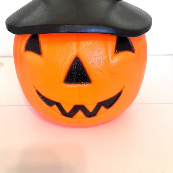 Vintage 1995 Empire Blow Mold Light Up Trick Or Treat Bucket Pumpkin Witch Hat - Picture 7 of 12